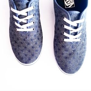 VANS Gray Star Pattern Lace-Up Sneakers